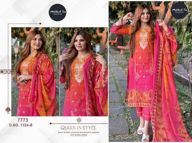 1324 A And B Mehbob tex Embroidery Cotton Pakistani Suits Wholesale Market In Surat